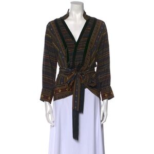 $1300 GUCCI Silk Printed Blouse Sz M (42) Made In Italy